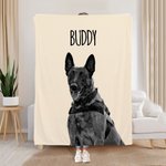 Personalised Black and White Pet Photo Portrait Soft Throw Blanket with Name Home Decor Birthday Anniversary Gife for Pet Lover