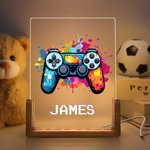 Luz nocturna LED personalizada con nombre de píxel y base de madera Decoración de guardería Regalo de cumpleaños para niños