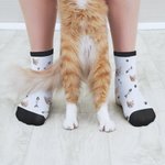 Personalized Multicolor Dog Cat Pet Photo Paw Fishbone Print Design Tube Socks with Name Birthday Party Gift for Pet Owner Lover