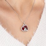 Personalized Dazzling Heart Crystal Zircon Penguin Couple Pendant Necklace with Engraved Names Valentine's Day Anniversary Gift for Loved One