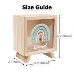 Hucha de madera transparente arco iris personalizada con nombre Decoración de guardería Cumpleaños Baby Shower Regalo para niños