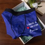 Personalizado I Have A Heart On Para Boxer Breve con Nombre Ropa interior masculina Día de San Valentín Aniversario Cumpleaños Regalo para Marido Novio