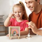 Hucha de madera transparente arco iris personalizada con nombre Decoración de guardería Cumpleaños Baby Shower Regalo para niños