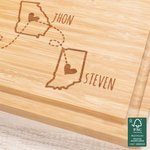 Personalisierte Landkarte FSC Bambus graviert Name Charcuterie Schneidebrett mit Saft Rille Housewarming Jahrestag Geschenk für Familie