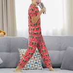 Personalized Multicolour 1-4 Portrait Photos Short-Sleeve Shirt Pants Matching Pajama Set with Drawstring Waist Birthday Gift for Family Kids