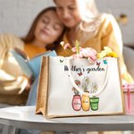 Personalisiertes Tote Bag Jute-Tasche Mom's Omas Garten 1-10 Geburtsblumen Vase mit Namen Geburtstag Muttertag Geschenk für Familie Frauen