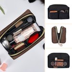 Personifierad tecknad katt Retro läder vattentät öppen bred sminkväska väska med namn resor Essentials födelsedagspresent för kvinnor husdjursälskare