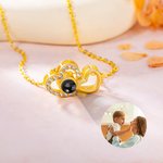 Personalized Double Hollow Heart Zircon Photo Projection Necklace Dainty Jewelry Valentine's Day Birthday Anniversary Gift for Women