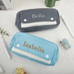 Nombre bordado personalizado Cremallera Estuche de gran capacidad con bolsillo Material escolar Cumpleaños Vuelta al cole Regalo para estudiantes Colegas