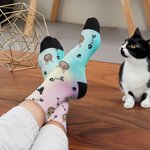Personalized Multicolor Dog Cat Pet Photo Paw Fishbone Print Design Tube Socks with Name Birthday Party Gift for Pet Owner Lover
