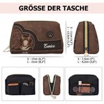 Personalisierte Weitöffnende Wasserdichte Retro Cartoon Katze PU-Leder Kosmetiktasche mit Namen Geburtstag Geschenk für Damen Katzenliebhaber