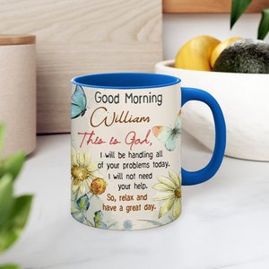 Personalised Good Morning This is God Christian 11oz Ceramic Mug with Name Birthday Religious Inspirational Gift for Women