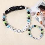 Collier et bracelet d'amitié personnalisé fait à la main avec des perles élastiques colorées Cadeau d'anniversaire pour chat, chien, maman et propriétaire d'un animal de compagnie