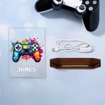 Luz nocturna LED personalizada con nombre de píxel y base de madera Decoración de guardería Regalo de cumpleaños para niños