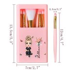 Personalisiertes Geburtsblume Cartoon-Figur 5er Make-up Pinsel mit Namen Spiegel  Reise-Aufbewahrungsbox Set Geschenk für Freundin Brautjungfer
