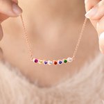 Personalisierte 1-12 Geburtsstein Sterling Silber Familie Halskette Minimalistische Schmuck Muttertag Geburtstag Geschenk für Damen