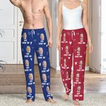 Personalisierte Lustige Lebkuchenmann Herz Pyjama-Hose mit Portrait Foto Text Kordel Weihnachten Jahrestag Geschenk für Damen Herren