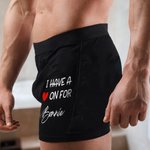 Personalizado I Have A Heart On Para Boxer Breve con Nombre Ropa interior masculina Día de San Valentín Aniversario Cumpleaños Regalo para Marido Novio
