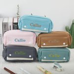 Nombre bordado personalizado Cremallera Estuche de gran capacidad con bolsillo Material escolar Cumpleaños Vuelta al cole Regalo para estudiantes Colegas