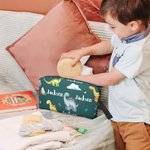 Neceser portátil personalizado de gran capacidad con nombre y asa para un simpático dinosaurio Día del niño Regalo de vuelta al cole para niños