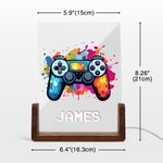 Luz nocturna LED personalizada con nombre de píxel y base de madera Decoración de guardería Regalo de cumpleaños para niños