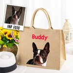 Personalisierte Haustierporträt Ölmalerei-Stil Jute Tragetasche mit Namen Wiederverwendbares Reisezubehör Geburtstag Geschenk für Tierliebhaber