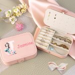 Gepersonaliseerde fantasie zeemeermin meisje twee lagen draagbare PU lederen sieraden doos met naam reis accessoires verjaardag verjaardagscadeau voor vrouwen meisjes