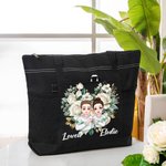 Personalizada Corazón Flor Caricatura Personaje Grande Bolsa Tote con Nombres y Bolsillo de Malla Día de San Valentín Aniversario Regalo para Mujeres