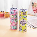 Personalisierte My Mental Breakdown kreative 15oz Becher 20oz kann Glas Skinny Tumbler mit Deckel Stroh Motivations Affirmation Geburtstagsgeschenk für Frauen