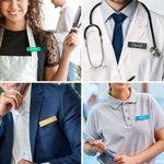 Personalised Multicolor Mirror Stainless Steel Magnetic Name Tag Badge with Engraved Name and Job Title Induction Office Supplies Gift for Employees