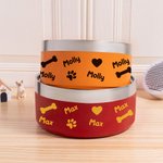 Personalised Stainless Steel Cute Paw Dog Feeding Supplies Bowl with Name Birthday Gifts for Pet Lover