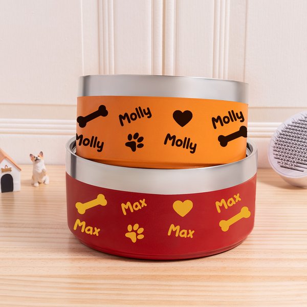 Personalised Stainless Steel Cute Paw Dog Feeding Supplies Bowl with Name Birthday Gifts for Pet Lover