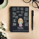 Personalisierte Self Care Cartoon Mädchen Mama Oma A5 Spiral Notebook mit Namen Zitat und 120 linierten Seiten Geburtstag Affirmation Geschenk für Frauen Mädchen