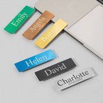 Personalised Multicolor Mirror Stainless Steel Magnetic Name Tag Badge with Engraved Name and Job Title Induction Office Supplies Gift for Employees