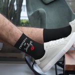 Personalized Pure Cotton Soft Breathable Red Lip Print Property Of Name Mid-Calf Socks Valentine's Day Anniversary Gift for Husband Boyfriend