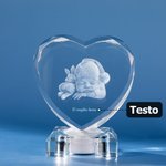 Decorazione personalizzata con incisione della scritta e foto a forma di cuore 3D e base luminosa a LED fatta in cristallo regalo per famiglia