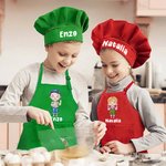 Set personalizzato con grembiule regolabile e cappello da chef con tasca regalo di compleanno ideale per cucina e pasticceria per bambini