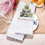 Personalized Christmas Tree 6 Photos Absorbent Waffle Tea Towel with Text Kitchen Decor Birthday Housewarming Gift for Family Chef