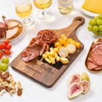 Personalisiertes Eingraviertes Foto Text Datum Hölzernes Bambus Käse Brot Schneidebrett mit Griff Hauseinweihung Jahrestag Geschenk für Familie