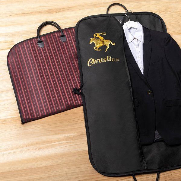 Personalised Horse Pattern Design Waterproof Hanging Garment Bag with Name Horse Shows Travel Accessory Gift for Equestrian Enthusiasts