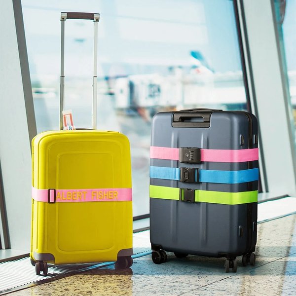 Sangle à Bagage Personnalisé avec Nom Brodé Accessoire de Bagage Cadeau Anniversaire Vacances pour Amoureux de Voyage