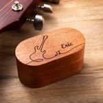 Personalisierte hölzerne magnetische Gitarre Picks Storage Box Set mit Namen oder Monogramm Geburtstag Geschenk für Musiker Gitarrenspieler