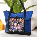 Personalizada Corazón Flor Caricatura Personaje Grande Bolsa Tote con Nombres y Bolsillo de Malla Día de San Valentín Aniversario Regalo para Mujeres