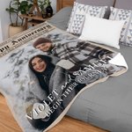 Personalized Times Poster Design Photo Soft Throw Blanket with Texts and Names Home Decor Wedding Valentine's Day Gift for Couples