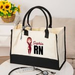 Personalized Cartoon Character Large Waterproof Tote Bag with Name and Title Birthday Appreciation Gift for Nurse Doctor Medical Staff