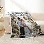Personalized Times Poster Design Photo Soft Throw Blanket with Texts and Names Home Decor Wedding Valentine's Day Gift for Couples