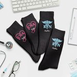 Personalisierte medizinische Symbol RN LPN 100% Baumwolle atmungsaktiv Crew Socken mit Text Geburtstag Graduierung Geschenk für Krankenschwester Arzt medizinisches Personal