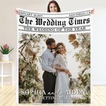 Personalized Times Poster Design Photo Soft Throw Blanket with Texts and Names Home Decor Wedding Valentine's Day Gift for Couples