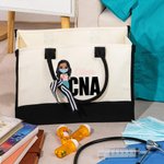 Personalized Cartoon Character Large Waterproof Tote Bag with Name and Title Birthday Appreciation Gift for Nurse Doctor Medical Staff