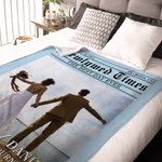 Personalized Times Poster Design Photo Soft Throw Blanket with Texts and Names Home Decor Wedding Valentine's Day Gift for Couples